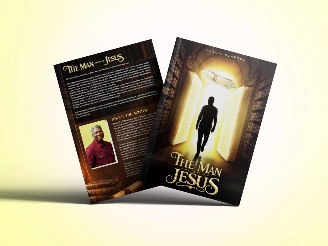 Two paperback copies of The Man Christ Jesus fanned on a surface